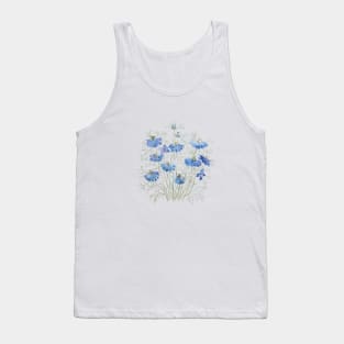 blue purple nigella flowers watercolor Tank Top